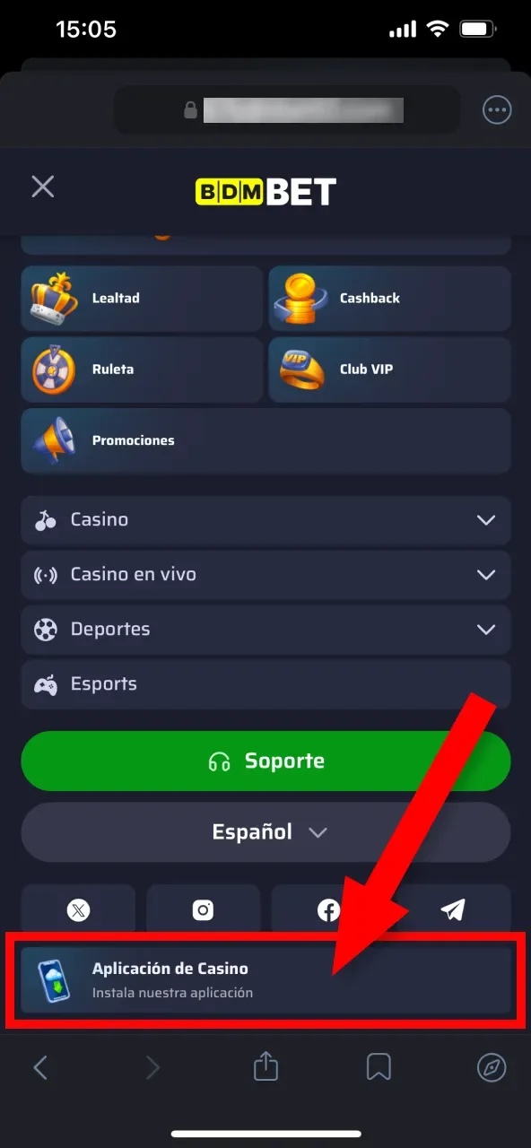 Accede a la app de BDMbet desde el menú y obtén la mejor experiencia en casino.