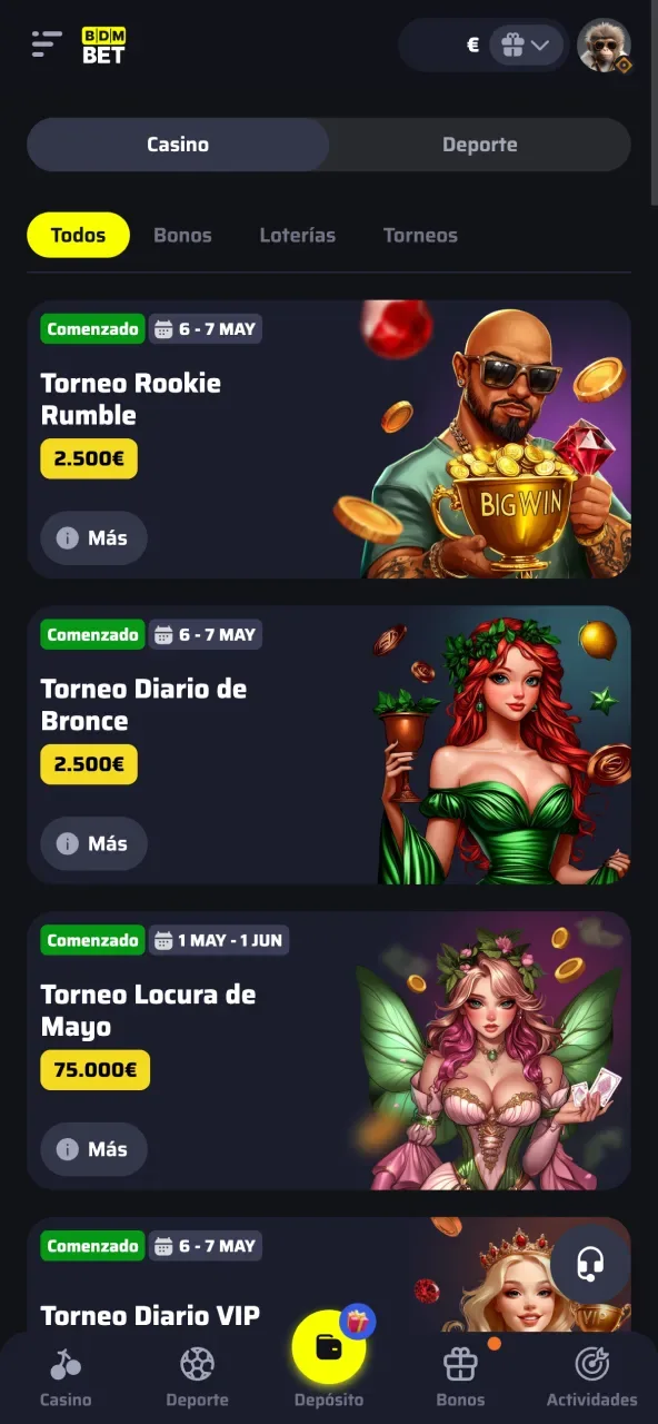 Encuentra promociones en BDMbet y activa tu bono con un solo clic.