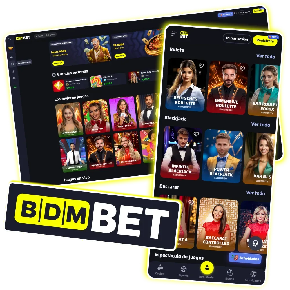 Juegos de Casino en vivo en BDMbet con crupieres en directo y experiencia realista.