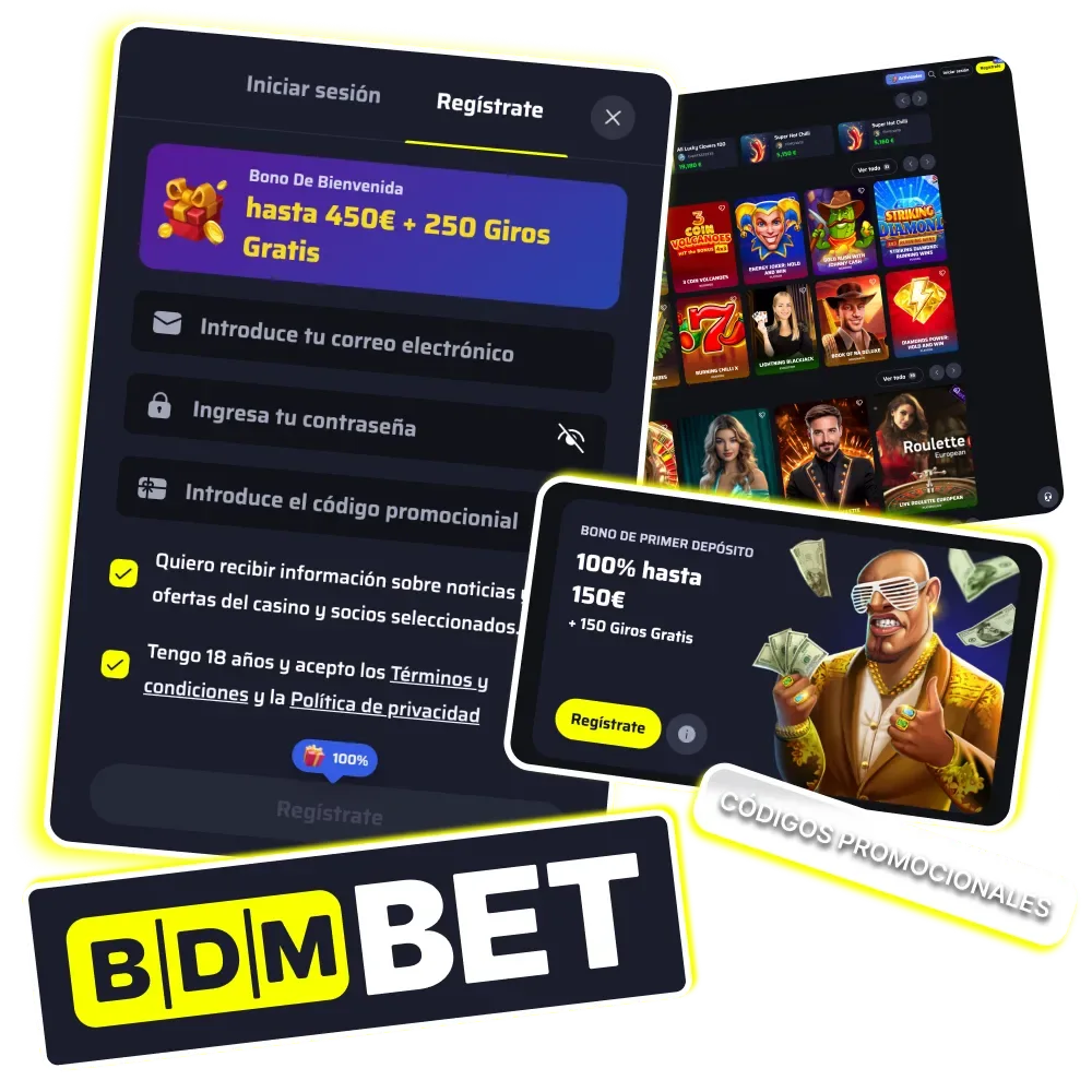 Códigos promocionales de BDMbet para activar bonos en apuestas deportivas y casino.