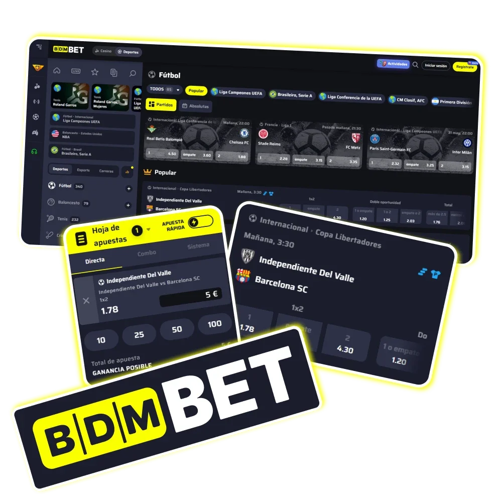 Apuesta en partidos de fútbol en la plataforma oficial de BDMbet en España.