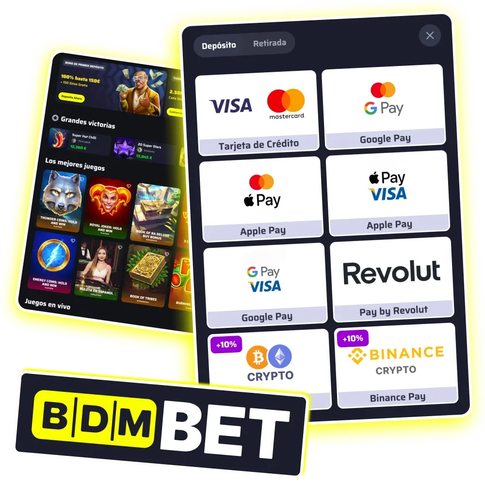 Opciones de pago en BDMbet con métodos tradicionales y criptomonedas seguras.