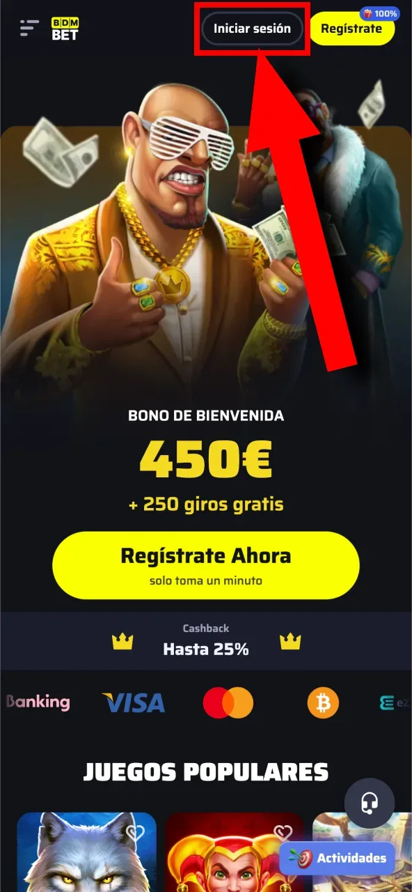 Accede a tu cuenta en BDMbet seleccionando la opción de inicio en la pantalla principal.