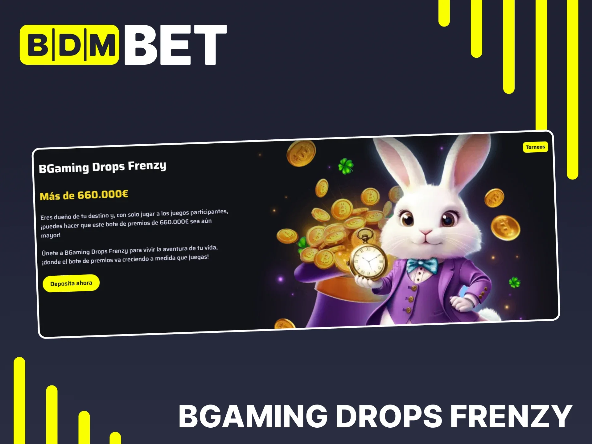 El sitio web oficial de BDMbet ofrece el bono BGaming Drops Frenzy.