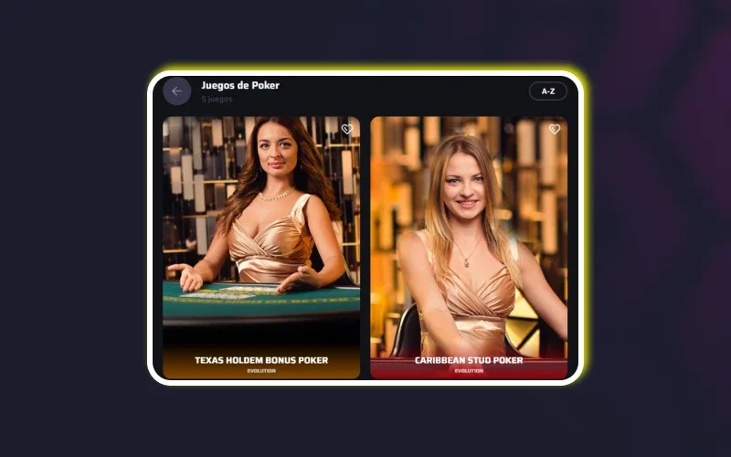 Elija un juego de póquer para jugar en BDMbet Casino.
