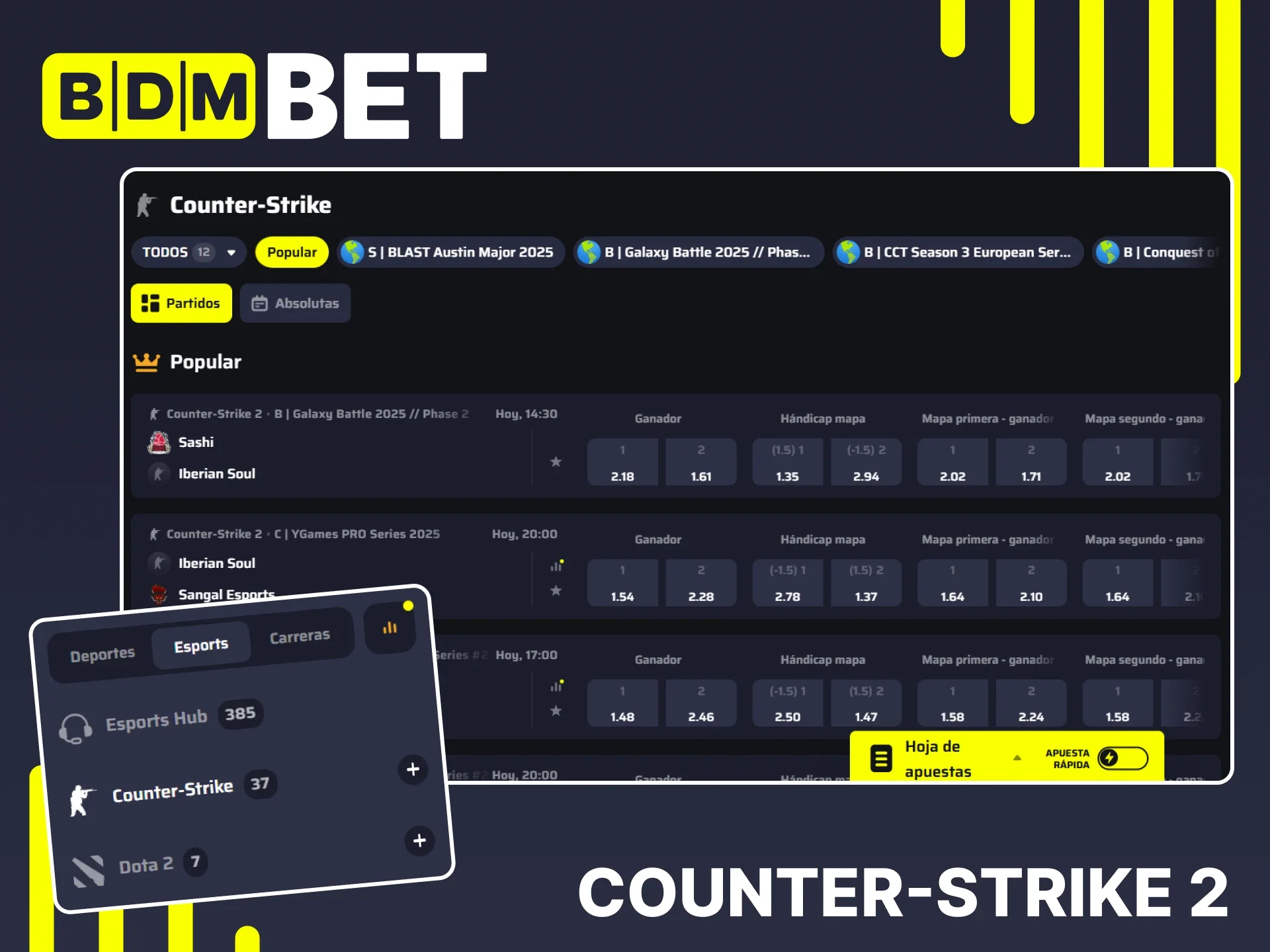Apueste en partidos de Counter Strike en el sitio web oficial de BDMbet.