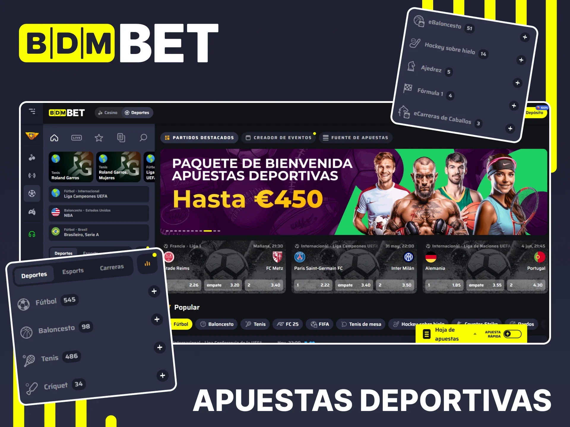 Echa un vistazo a la variedad de deportes disponibles en BDMbet.