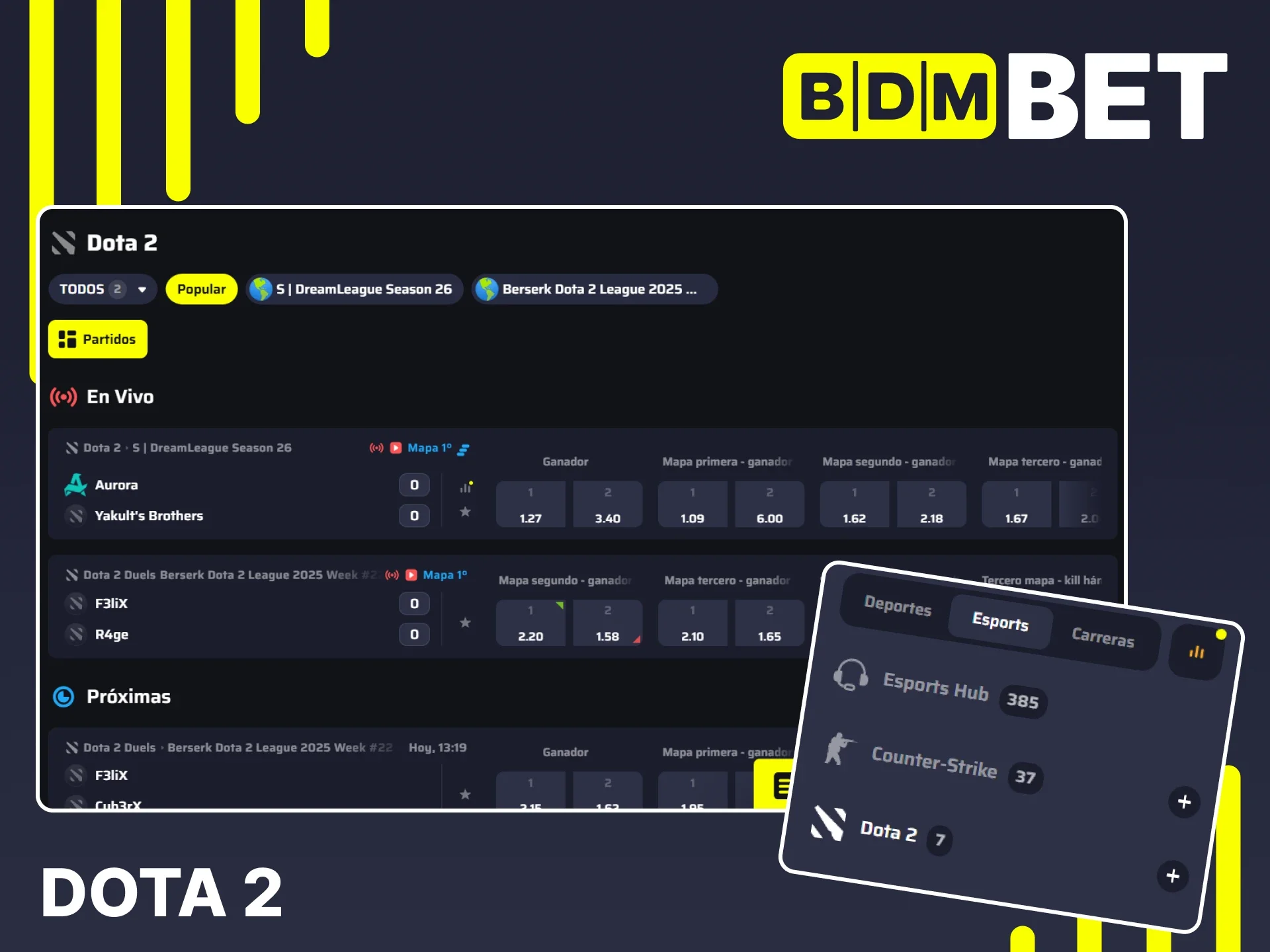 Apuesta en Dota 2 en la plataforma BDMbet.