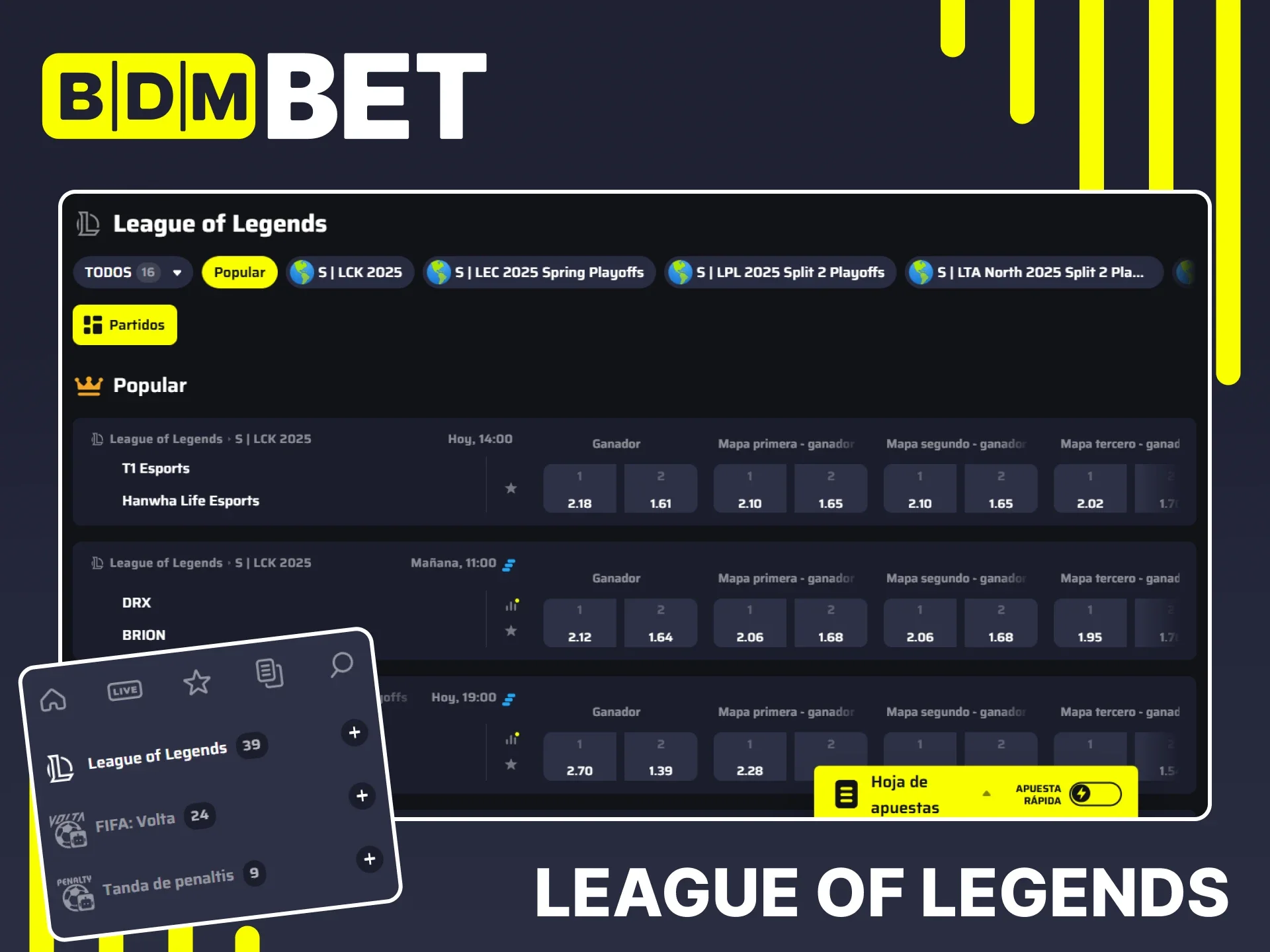 League of Legends está disponible para apostar en BDMbet.