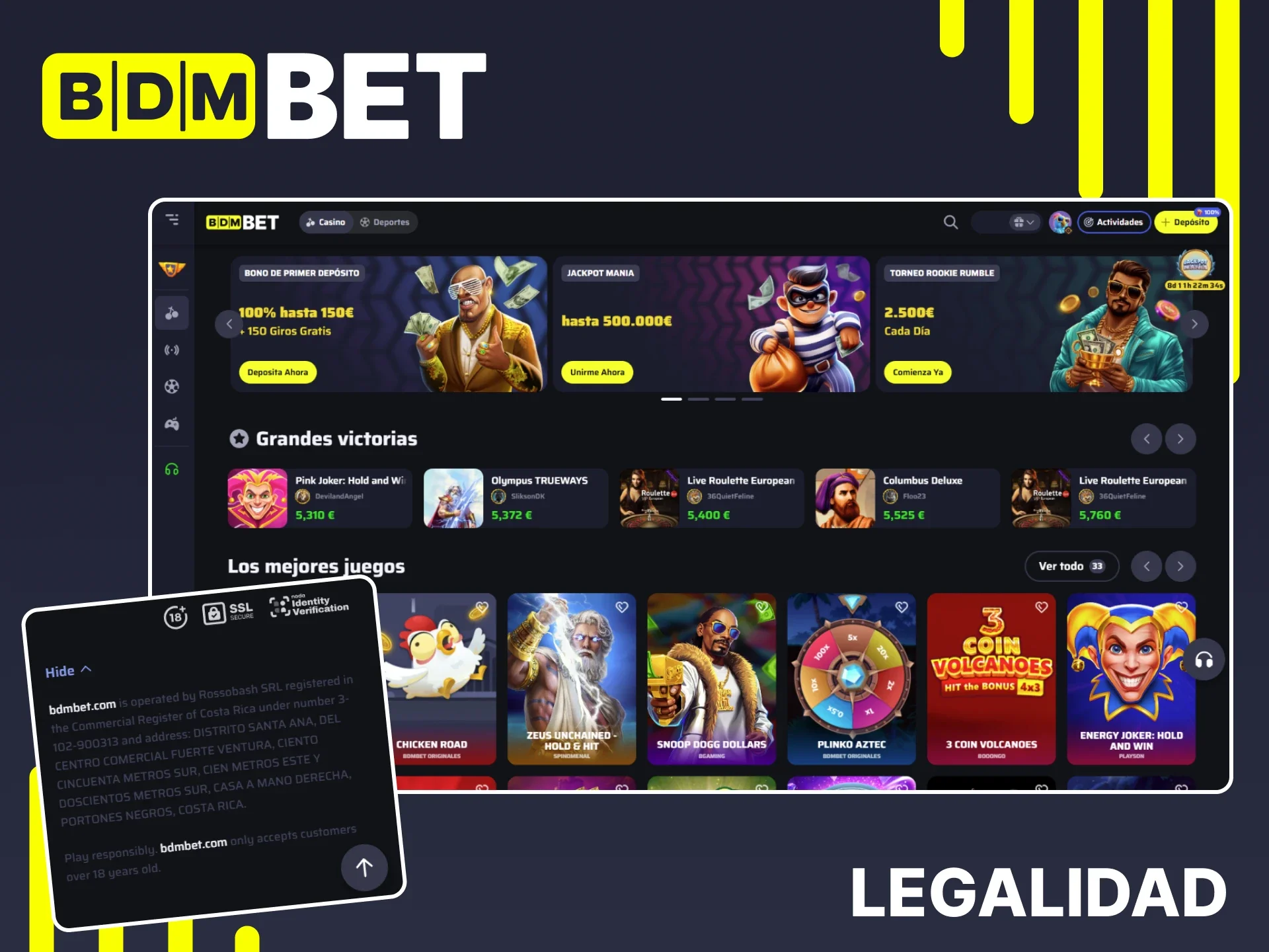 El sitio web oficial de BDMbet es totalmente legal para los jugadores en España.