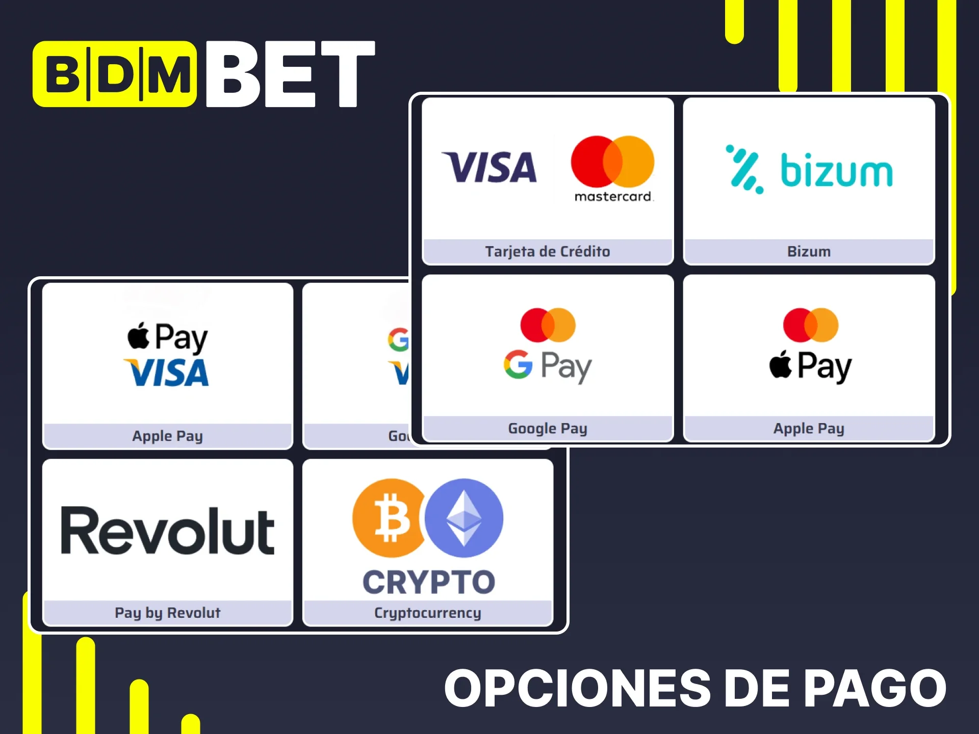 Seleccione un método de pago conveniente en la plataforma BDMbet.