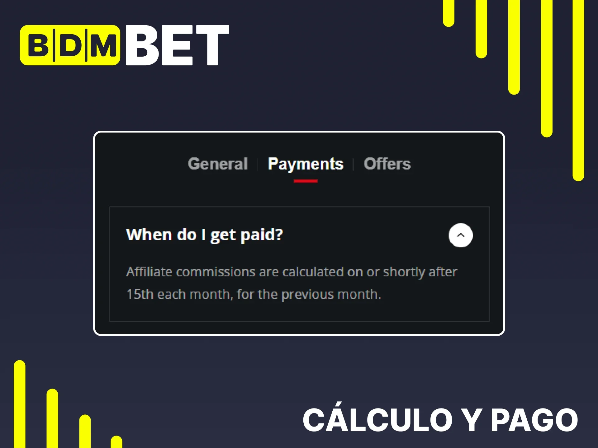 Aprenda cómo se calculan las comisiones de afiliados de BDMbet.