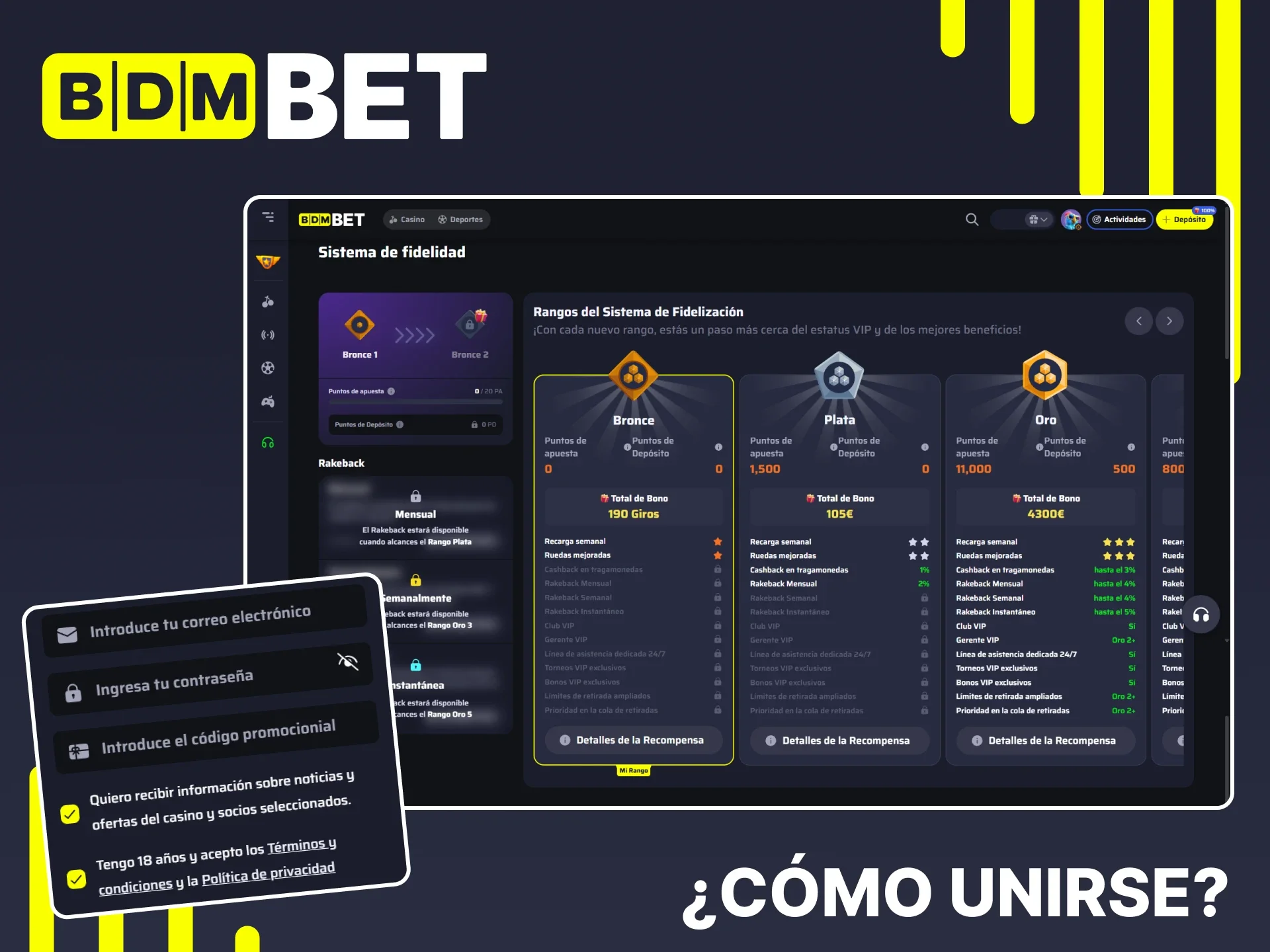 Regístrese en BDMbet para unirse al sistema de fidelización.