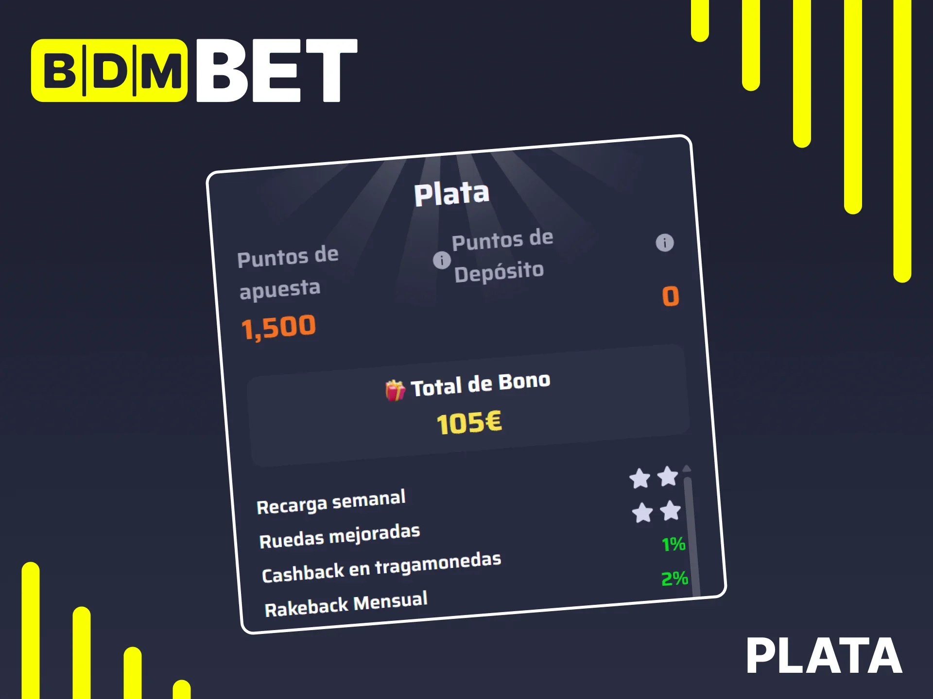 Disfruta de todas las recompensas del nivel Plata del sistema de fidelización de BDMbet.