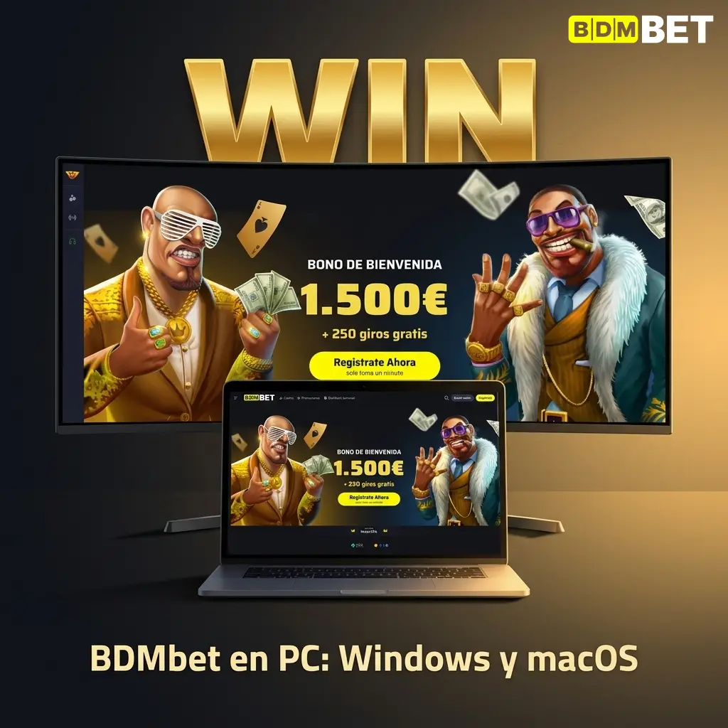 Interfaz de BDMbet en navegador web para PC con Windows y macOS mostrando apuestas deportivas y casino en vivo