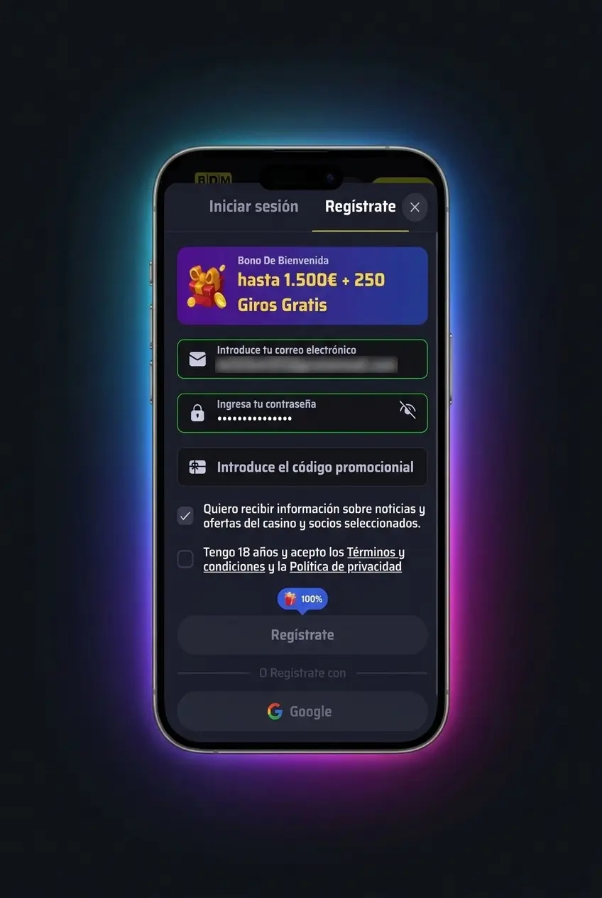 Guía de registro en la app de BDMbet en 4 pasos para usuarios mayores de 18 años en España