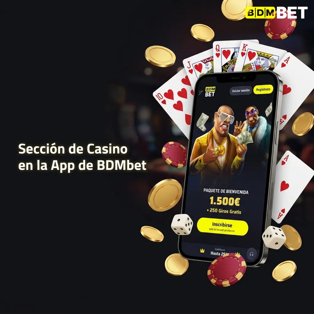 Sección de casino en la app de BDMbet con más de 3.000 juegos organizados por categorías