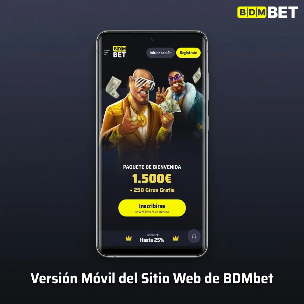 Sitio móvil de BDMbet accesible desde navegador smartphone con apuestas deportivas, casino y pagos sin app